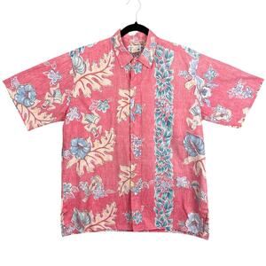 Vintage Reyn Spooner Hawaiian Camp Shirt Reverse Weave SZ L Resort Tropical